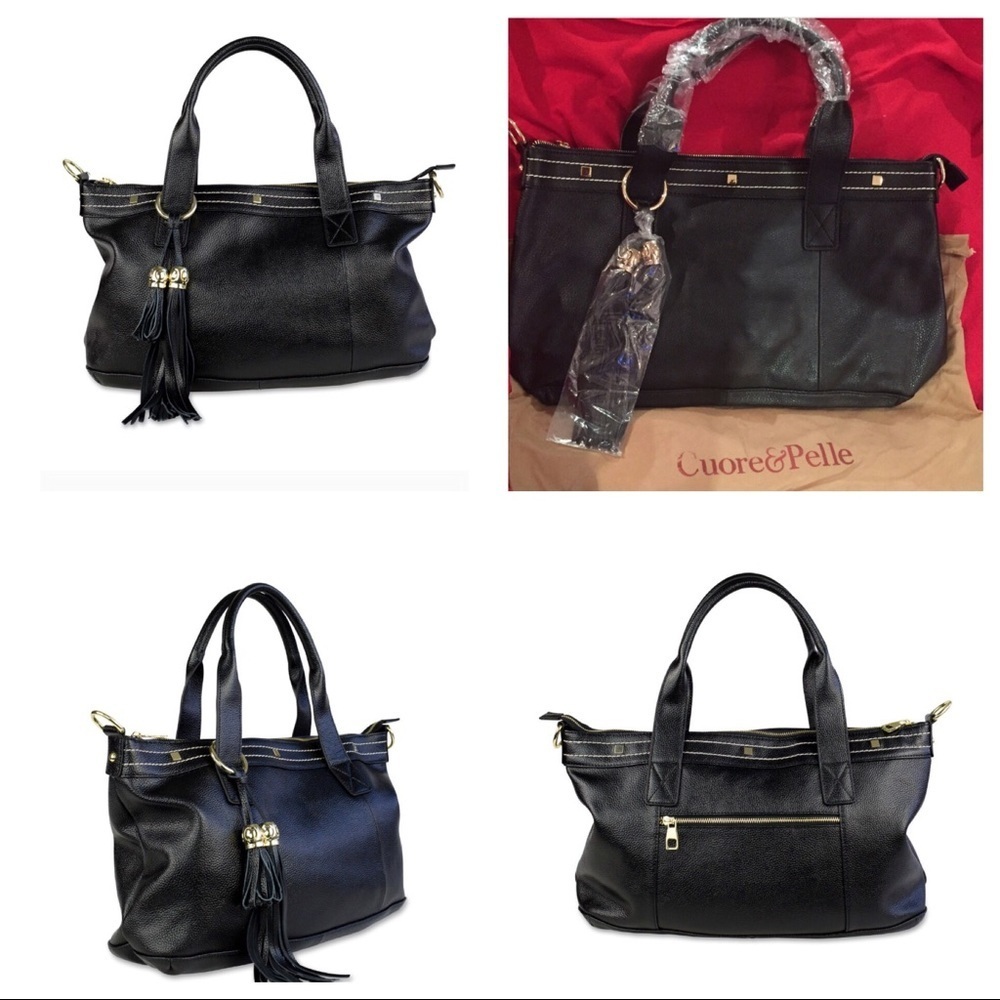 Coure & Pelle pebbled leather bag Black + dust bag